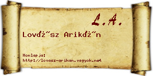 Lovász Arikán névjegykártya